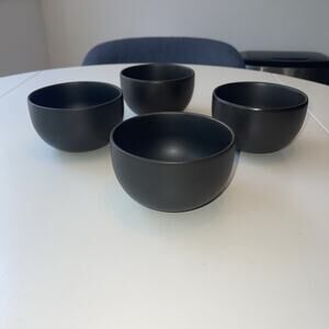Furio Worldview Onyx Rice Bowl Set of 4 Black 5" Modern Asian Minimalist